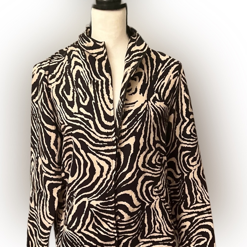 Birch Hill Animal Print Zip Up Jacket Zebra Pattern Long‎ Sleeve Retro Y2K Style
